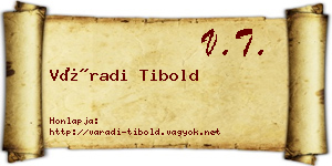 Váradi Tibold névjegykártya